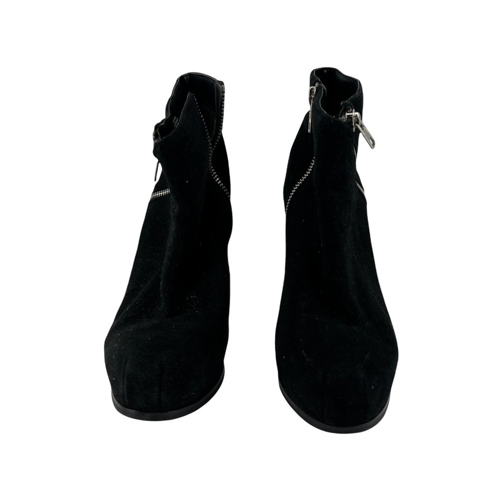 Steve Madden Black Showme Suede Zipper Platform Ankle Boots Size 7.5